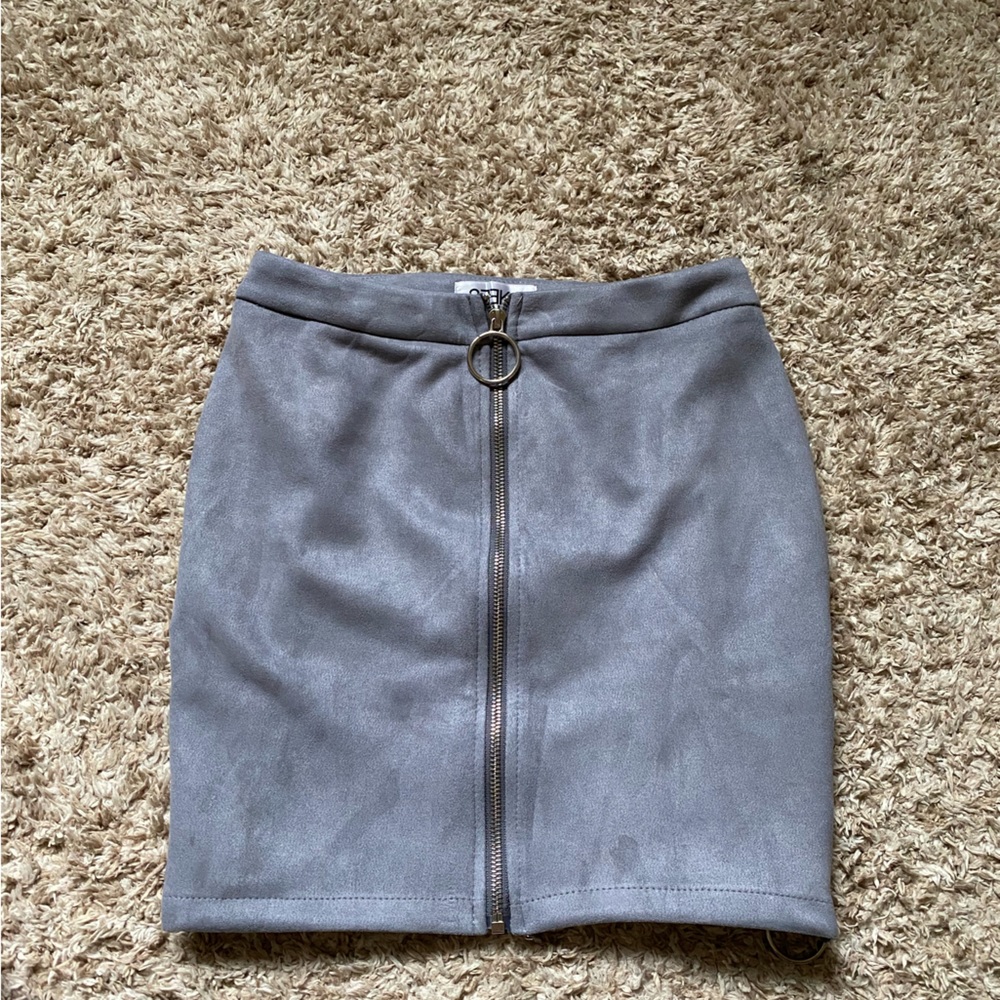 Suede Gray/Blue Mini Skirt